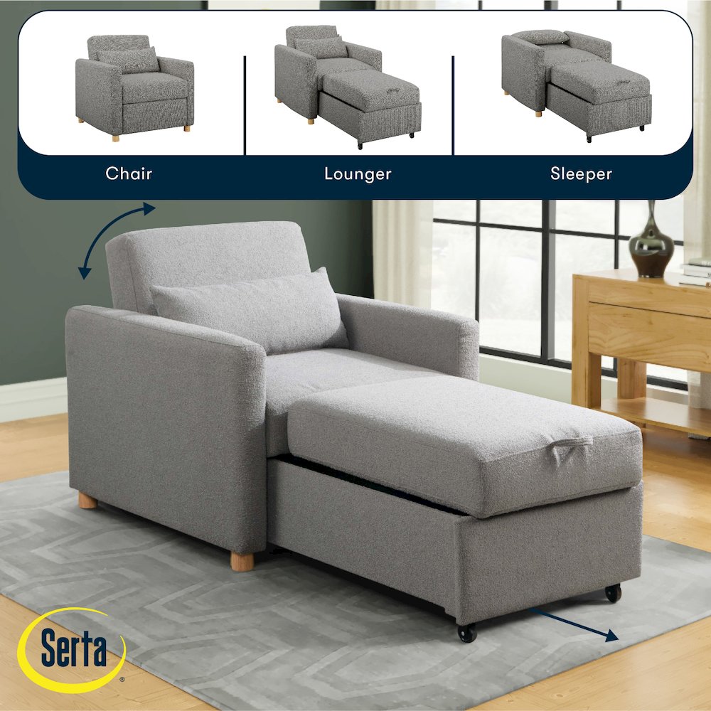 Conley Convertible Chair Grey Boucle
