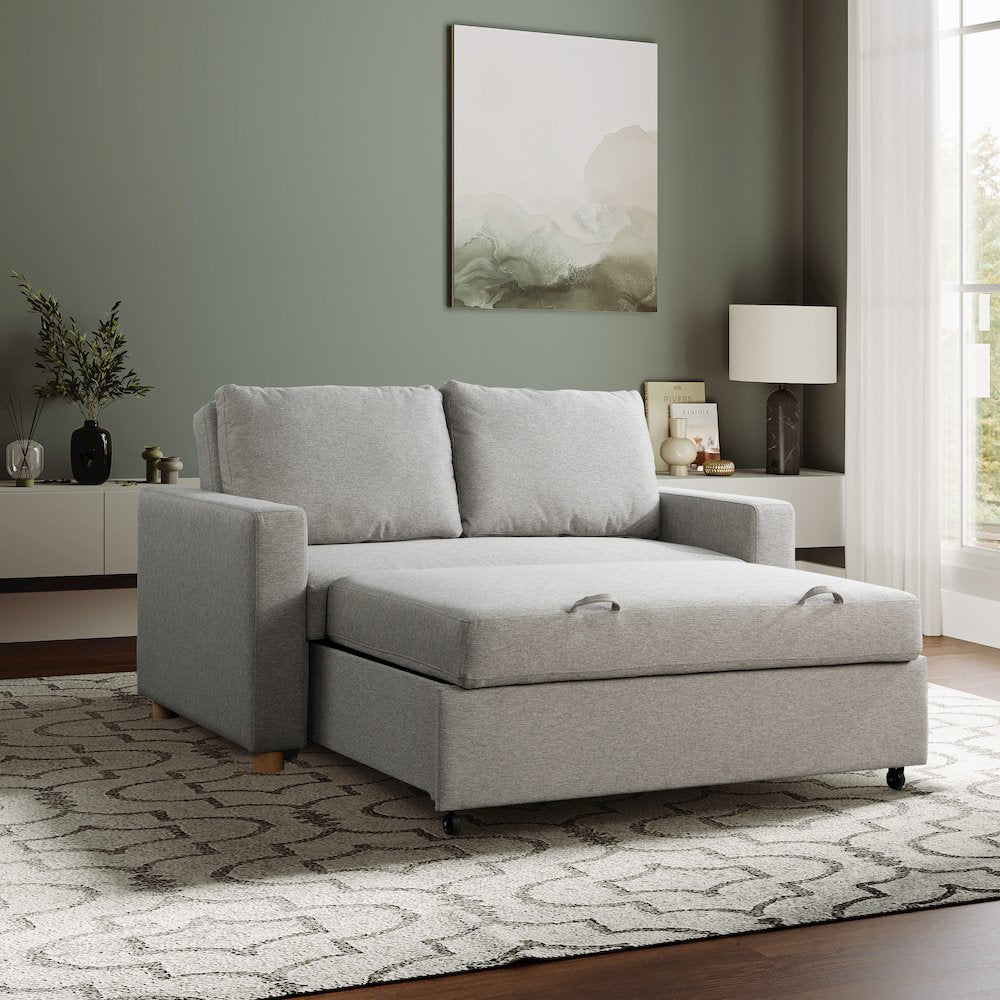 Tyler Convertible Sofa Light Grey Woven