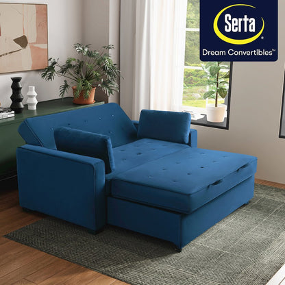 Augustine Full Convertible Loveseat Navy Blue