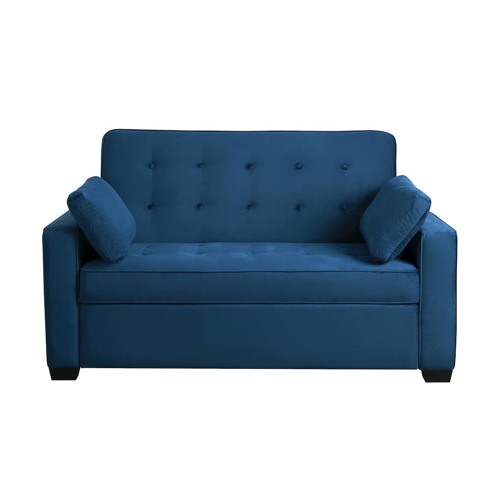 Augustine Full Convertible Loveseat Navy Blue