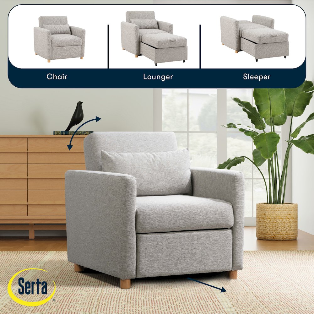 Conley Convertible Chair Light Grey Woven