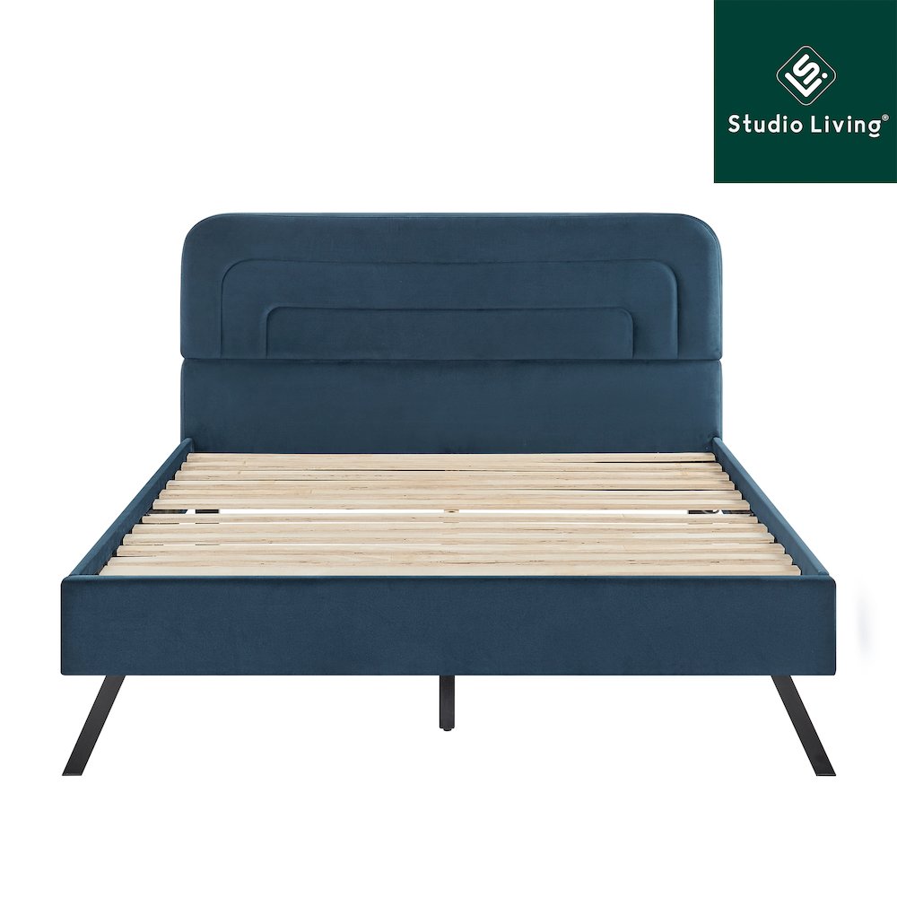 Adaline Upholstered Bed Queen Navy