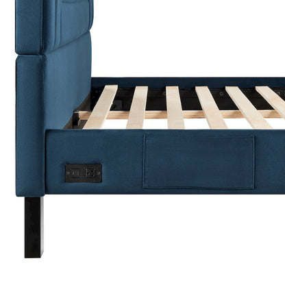 Adaline Upholstered Bed Queen Navy