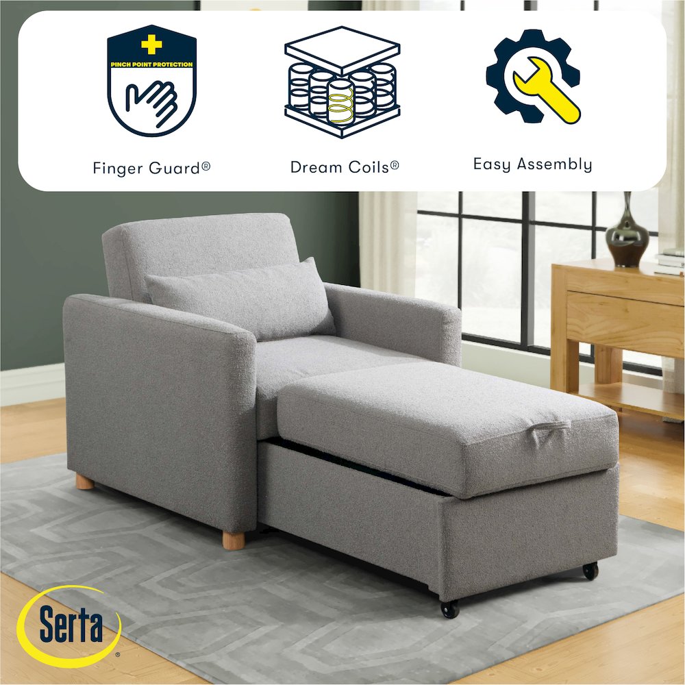 Conley Convertible Chair Grey Boucle