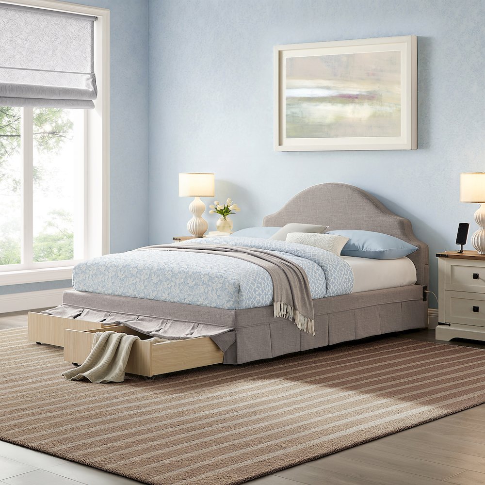 Caroline Upholstered Storage Bed Queen Gray