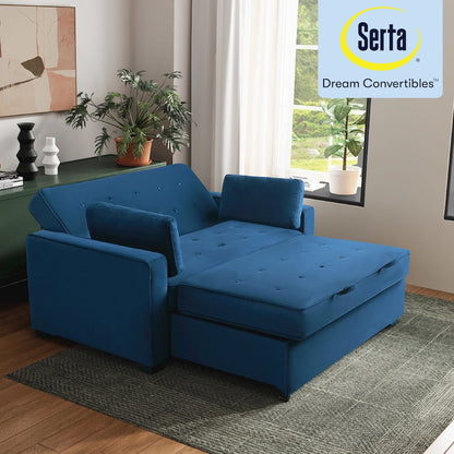 Augustine Full Convertible Loveseat Navy Blue