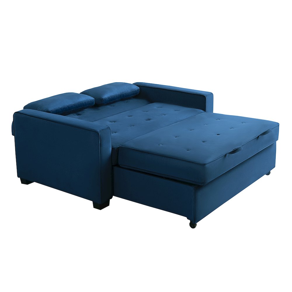 Augustine Full Convertible Loveseat Navy Blue