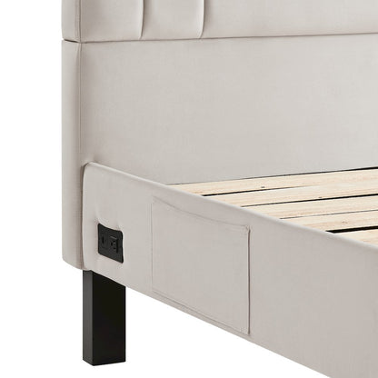 Adaline Upholstered Bed Queen Light Gray
