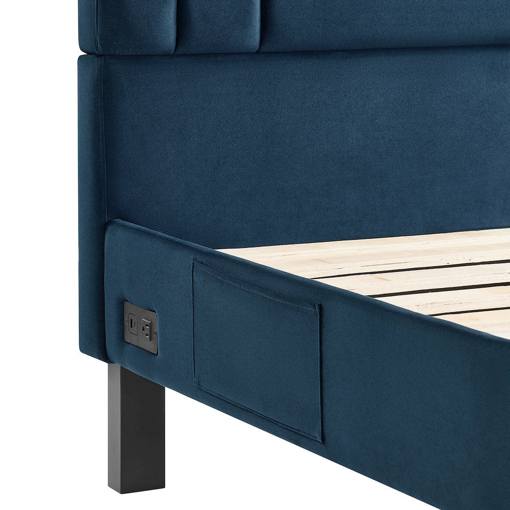 Adaline Upholstered Bed Queen Navy