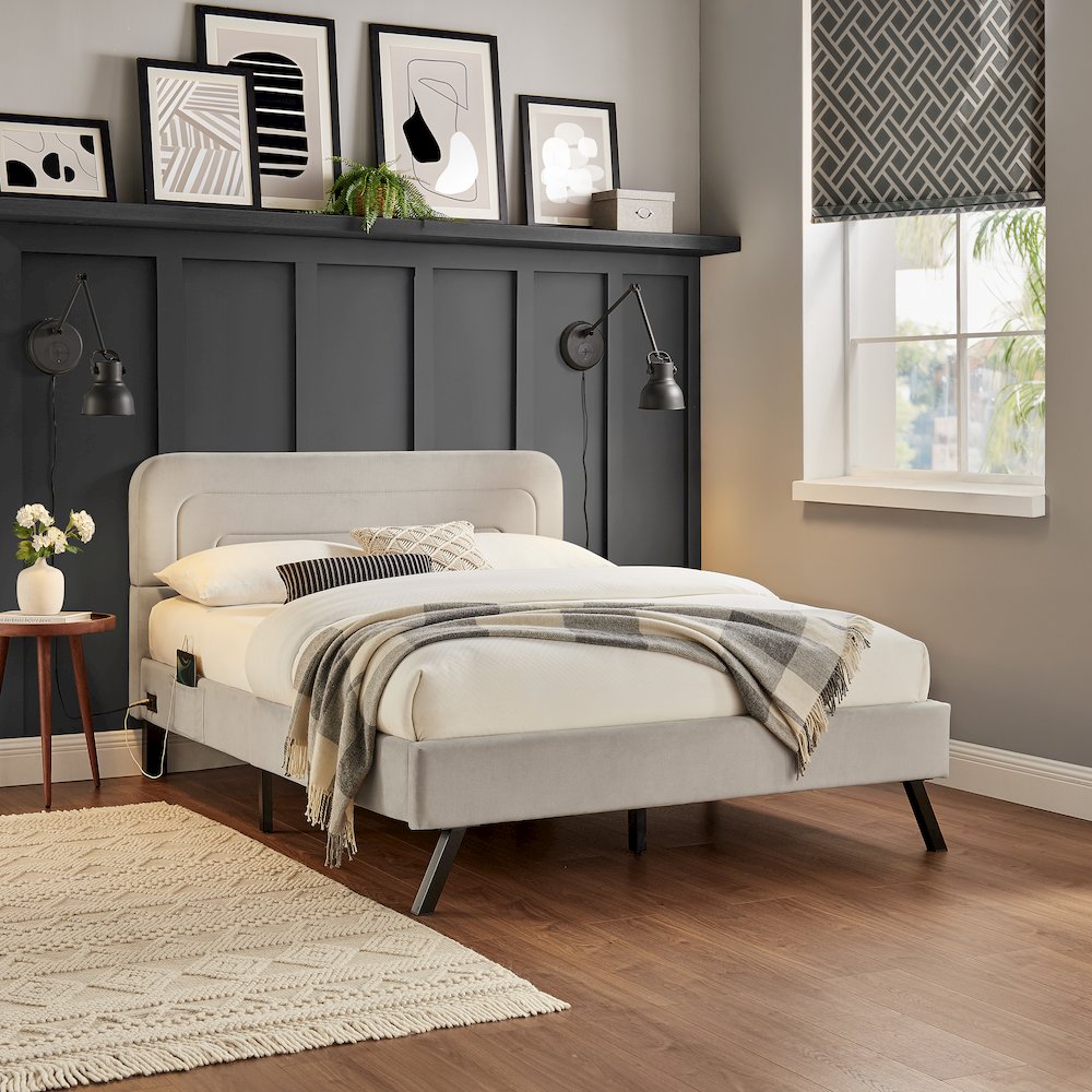 Adaline Upholstered Bed Queen Light Gray