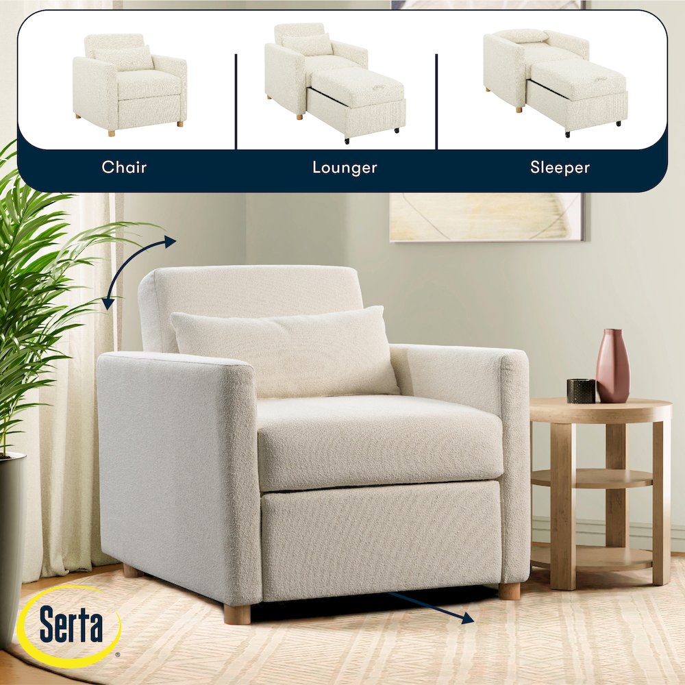 Conley Convertible Chair Ivory Boucle