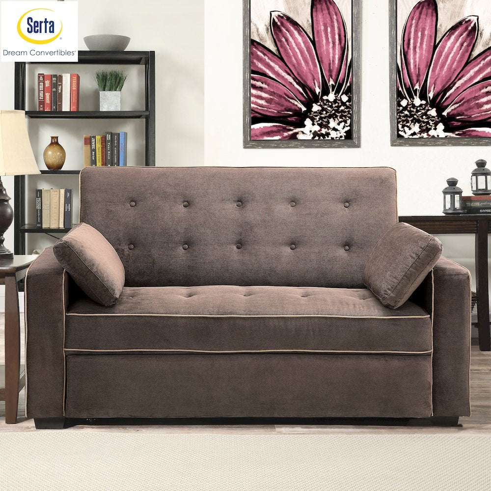 Augustine Full Convertible Loveseat Java