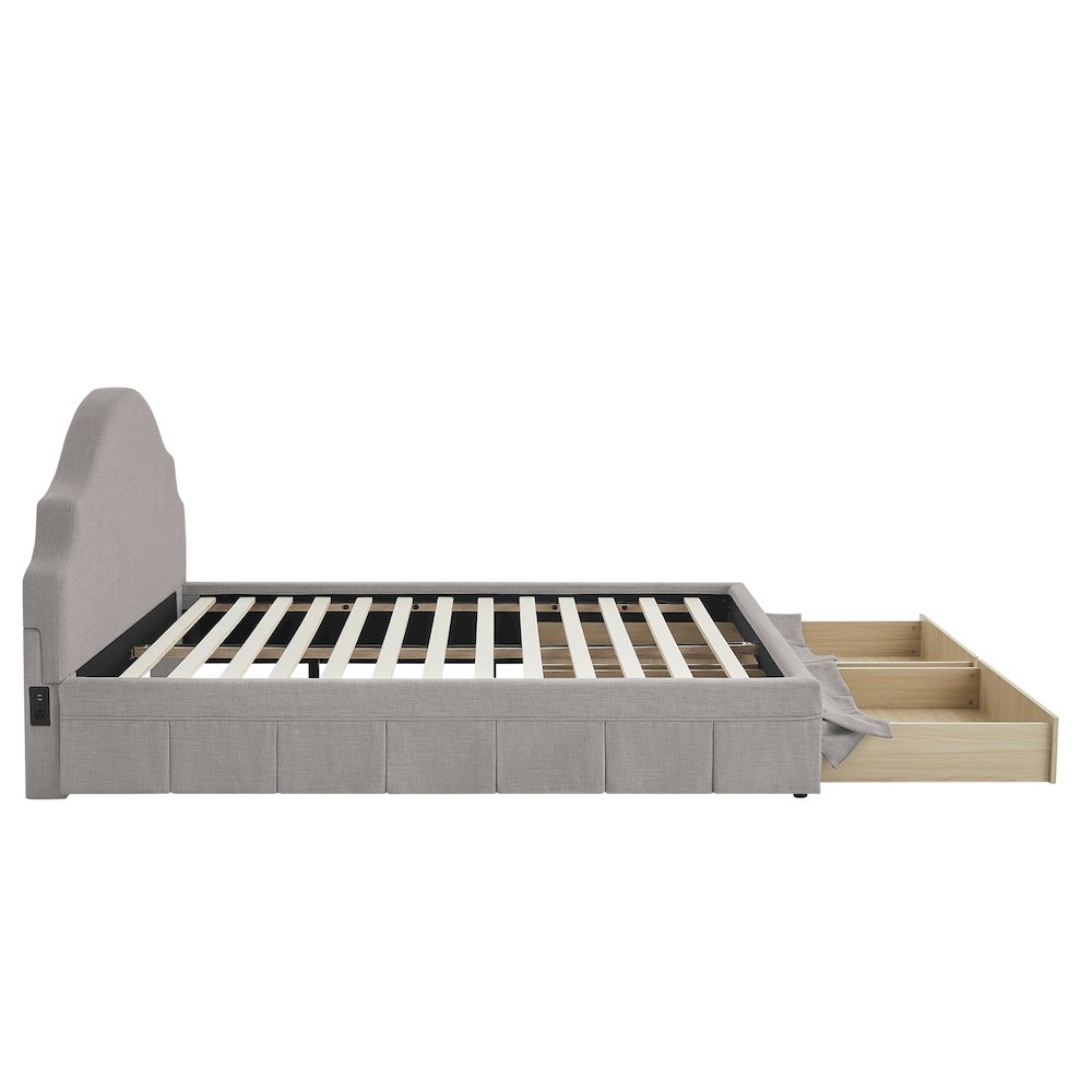 Caroline Upholstered Storage Bed Queen Gray