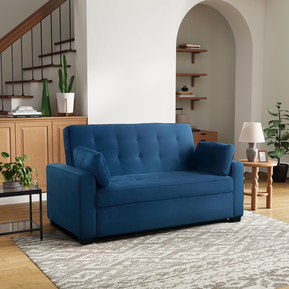 Augustine Queen Convertible Sofa Navy Blue