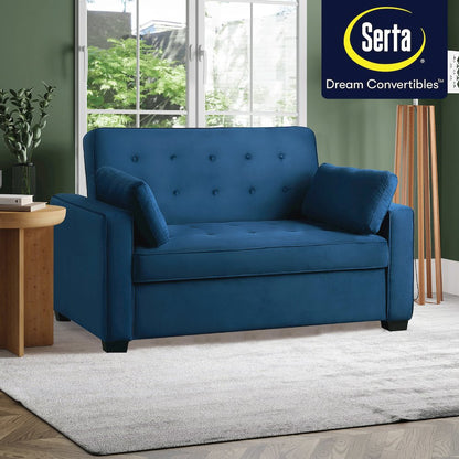 Augustine Full Convertible Loveseat Navy Blue