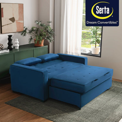 Augustine Full Convertible Loveseat Navy Blue