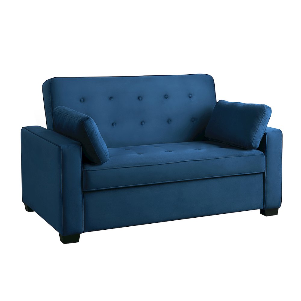 Augustine Full Convertible Loveseat Navy Blue