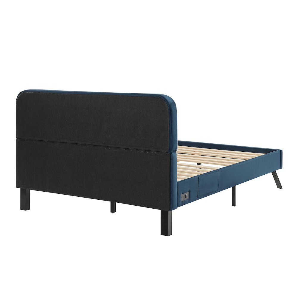 Adaline Upholstered Bed Queen Navy