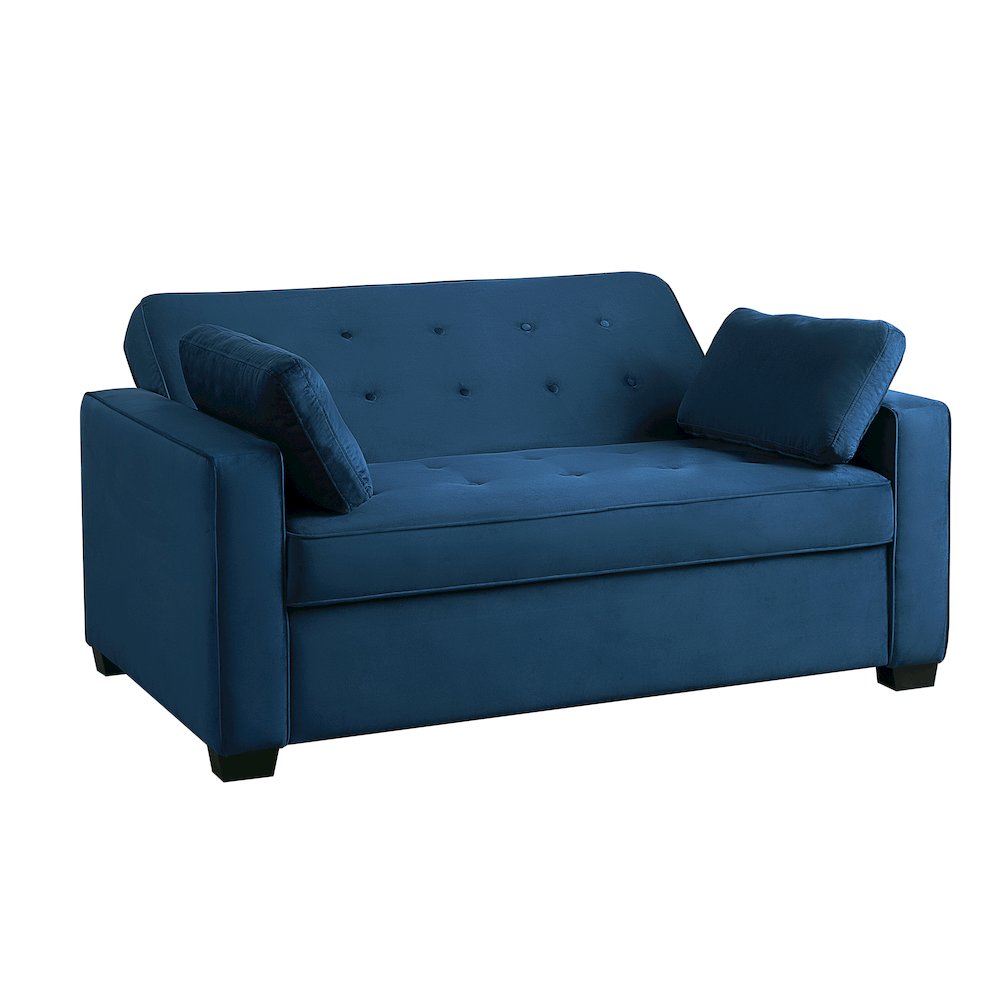 Augustine Full Convertible Loveseat Navy Blue