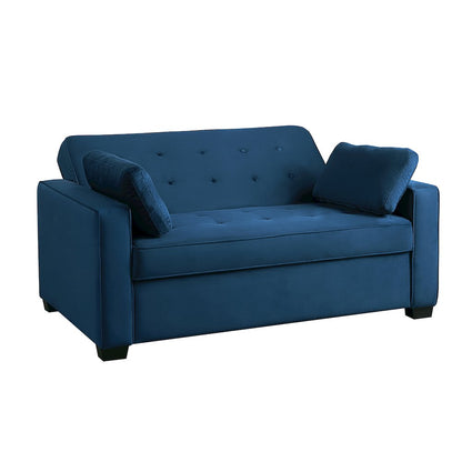 Augustine Full Convertible Loveseat Navy Blue