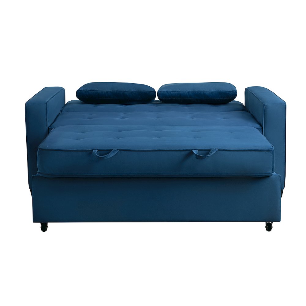 Augustine Full Convertible Loveseat Navy Blue