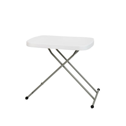 26 Inch Granite White Indoor/Outdoor Plastic Folding Table, Adjustable Height Commercial Grade Side Table, Laptop Table, TV Tray