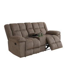 Brown Stripe Fabric Living Room Recliner Loveseat