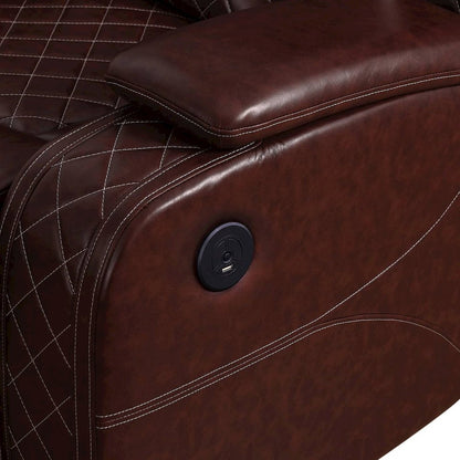 Max Power Recliner Living Room Sofa with LED Brown