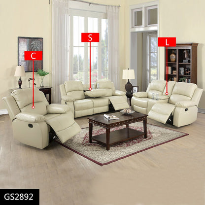 Max Power Recliner Living Room Set with LED Beige