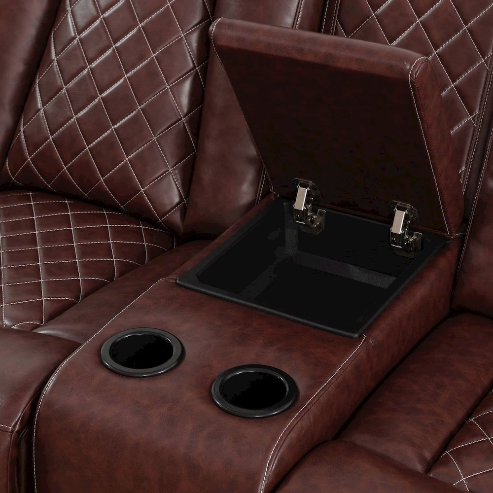 Max Power Recliner Living Room Set with LED Brown