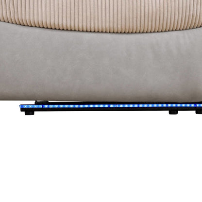 Max Power Recliner Living Room Set with LED White/Grey