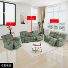 Green Stripe Fabric Living Room Recliner Intelligent 3-Piece Sofa Set