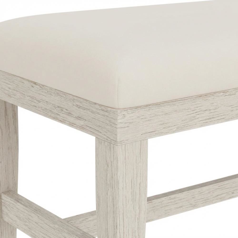 Beige Upholstered Dining Bench – Wood Bed Bench for Bedroom or Hallway