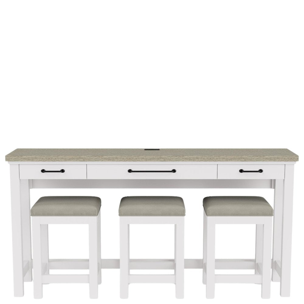 Beige Bar Table and Chairs Set with Counter Stools Set of 3