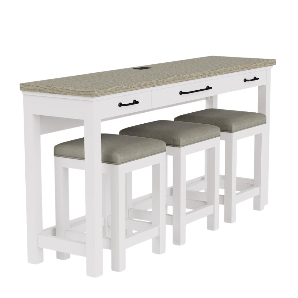 Beige Bar Table and Chairs Set with Counter Stools Set of 3