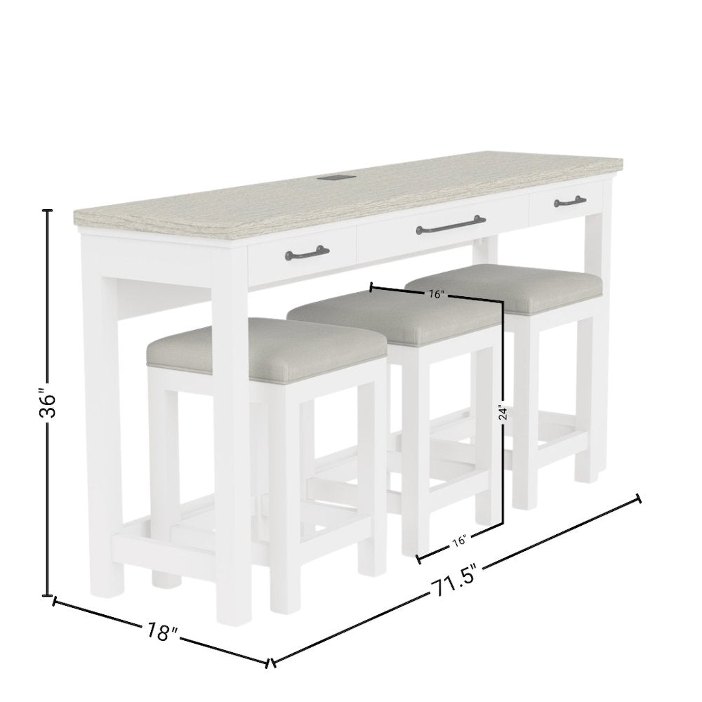 Beige Bar Table and Chairs Set with Counter Stools Set of 3
