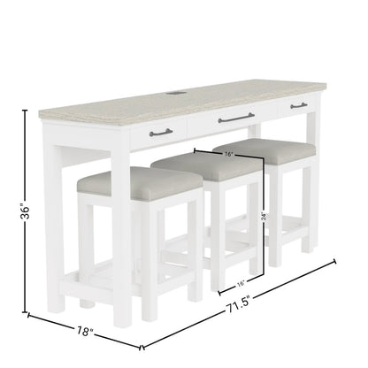 Beige Bar Table and Chairs Set with Counter Stools Set of 3