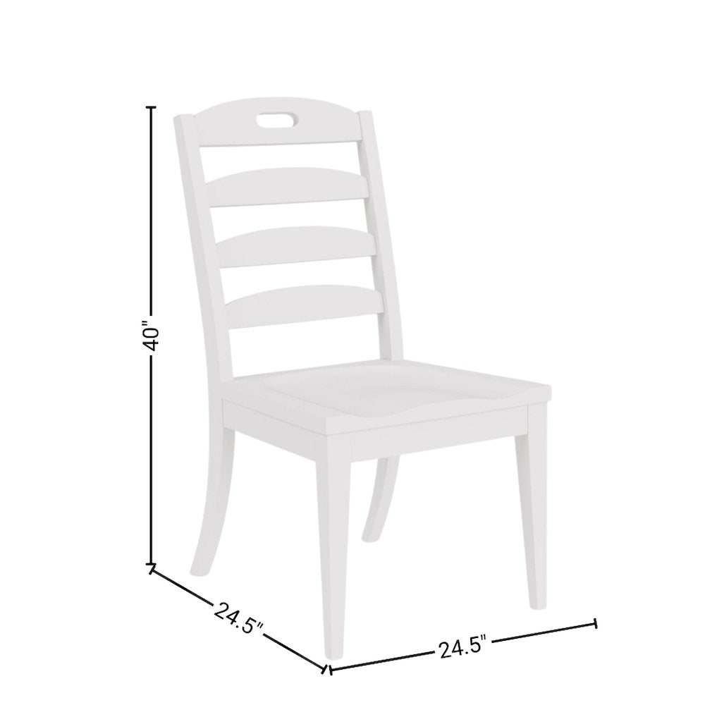 White Wooden Dining Chairs Set of 2 – Ladder Back Kitchen Seating