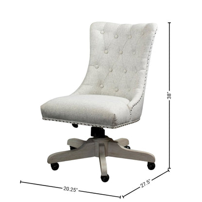 Brown Upholstered Swivel Chair – Armless Desk Chair for Office Work