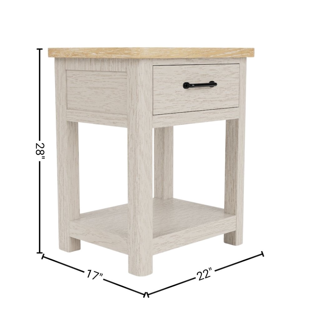 Wood Nightstand with Drawer – Beige End Table Bedroom Accent Storage