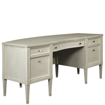 Executive Wood Desk with 5 Drawers – Traditional Office Desk in Brown Finish