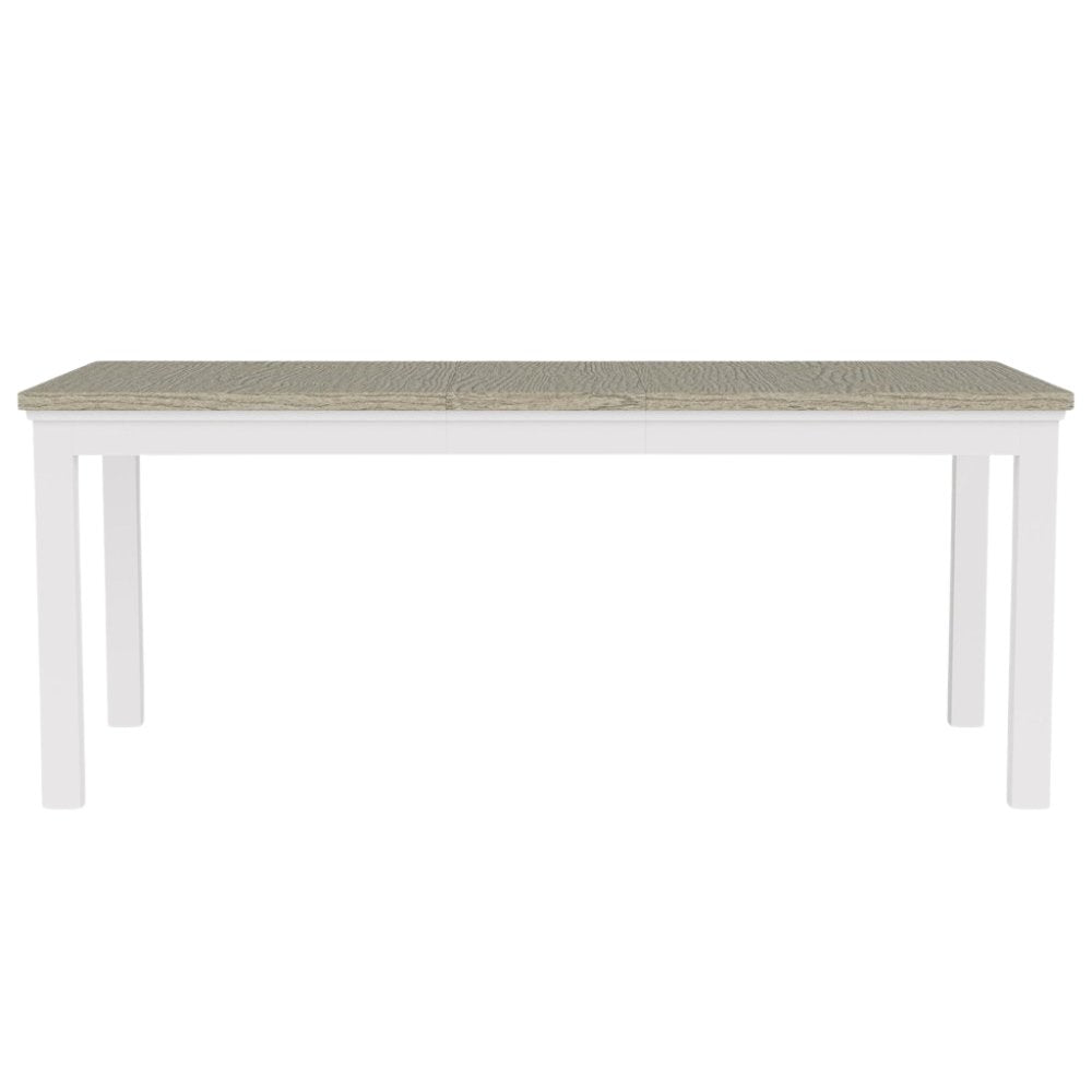 Beige Farmhouse Dining Table for 6, Wooden Rectangle Kitchen Table