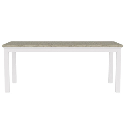 Beige Farmhouse Dining Table for 6, Wooden Rectangle Kitchen Table