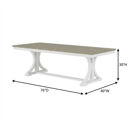 Beige Farmhouse Dining Table for 6, Wooden Trestle Kitchen Table