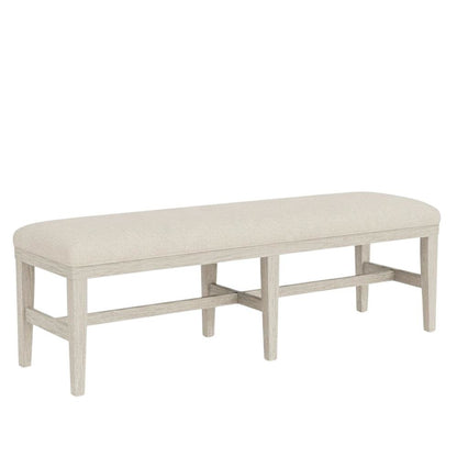 Beige Upholstered Dining Bench – Wood Bed Bench for Bedroom or Hallway