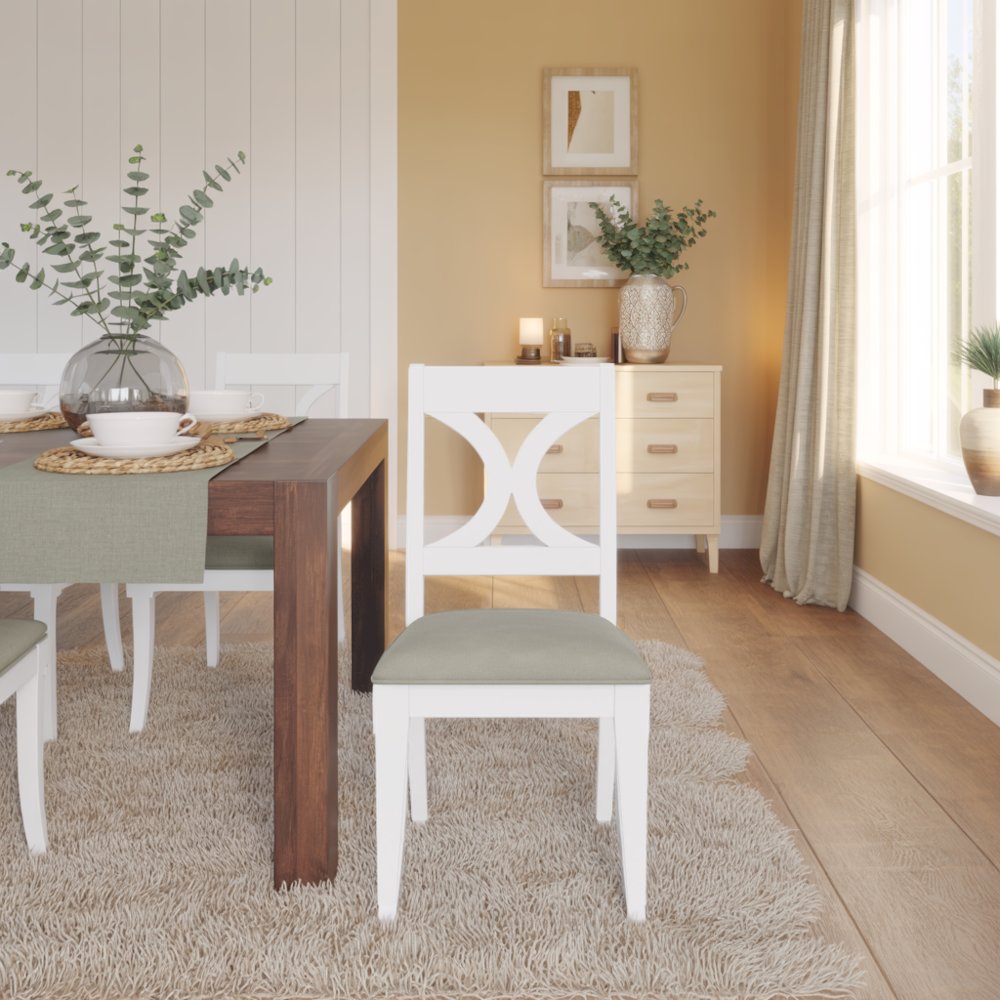 White Wooden Dining Chair with XBack – Bistro Wood Chair for Kitchen, Set of 2