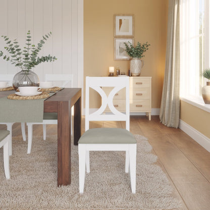 White Wooden Dining Chair with XBack – Bistro Wood Chair for Kitchen, Set of 2