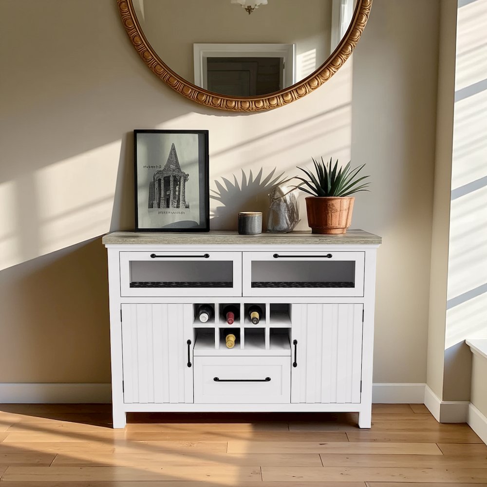 Buffet Cabinet with Storage – Beige Sideboard Cabinet and Buffet Table
