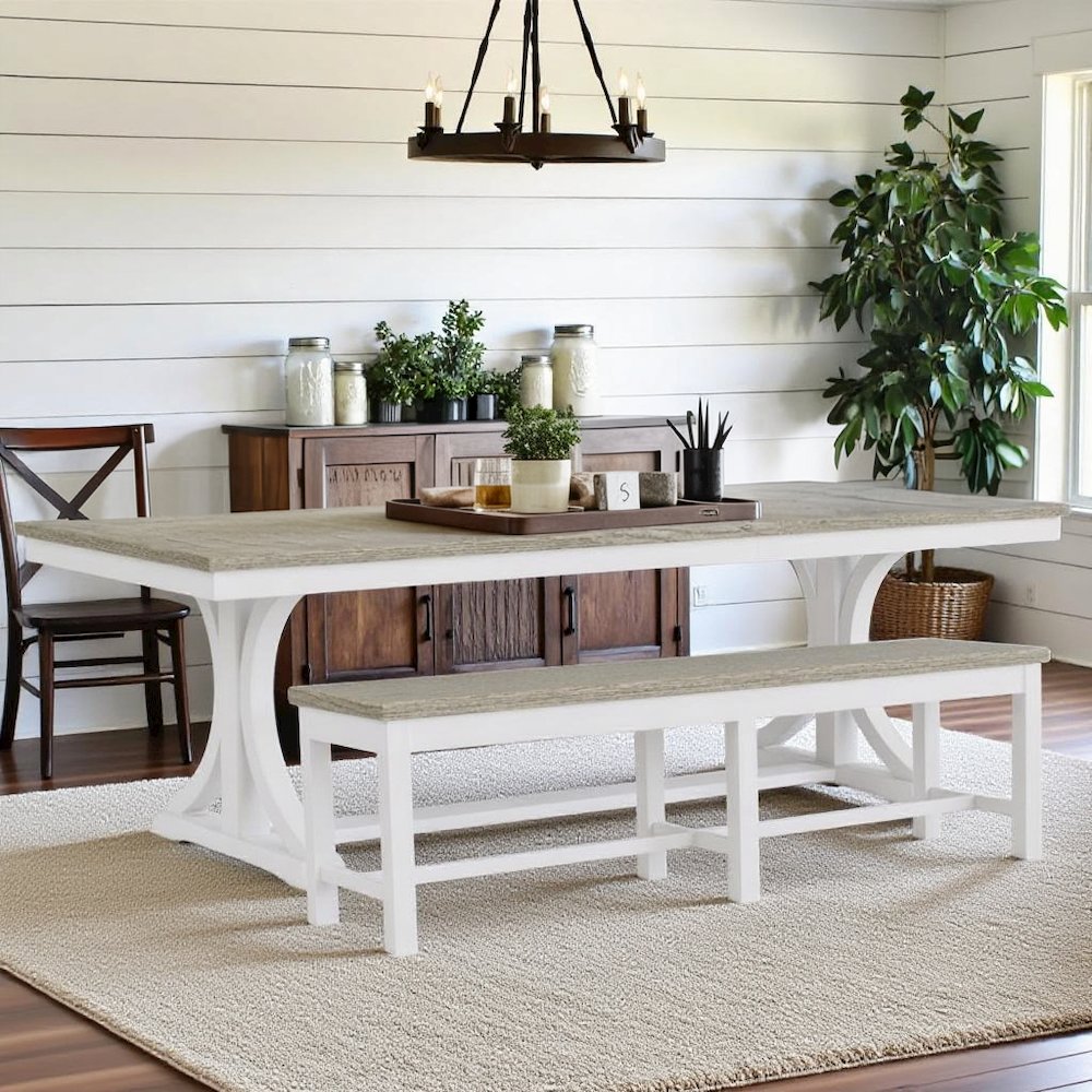 Beige Upholstered Dining Bench – Elegant Bedroom or Bed Bench Option