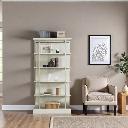 Light Brown Bookcase Wood Bookshelf 4 Tier Bookshelf Tall Bookcase